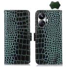 For Realme 10 Pro+ Crocodile Top Layer Cowhide Leather Phone Case(Green) - 1