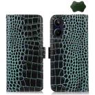 For Realme 10 Pro Crocodile Top Layer Cowhide Leather Phone Case(Green) - 1