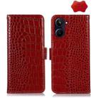 For Realme 10 Pro Crocodile Top Layer Cowhide Leather Phone Case(Red) - 1