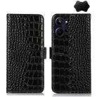 For Realme 10 Pro Crocodile Top Layer Cowhide Leather Phone Case(Black) - 1