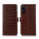 For Realme 10 Crocodile Top Layer Cowhide Leather Phone Case(Brown) - 1