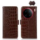 For vivo X90 Pro+ Crocodile Top Layer Cowhide Leather Phone Case(Brown) - 1