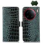 For vivo X90 Pro+ Crocodile Top Layer Cowhide Leather Phone Case(Green) - 1