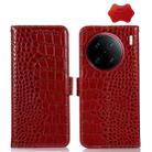 For vivo X90 Pro+ Crocodile Top Layer Cowhide Leather Phone Case(Red) - 1