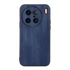 For vivo X90 Pro+ Yellow Cow Texture PU Phone Case(Blue) - 1