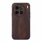 For vivo X90 Pro+ Yellow Cow Texture PU Phone Case(Coffee) - 1