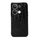 For OPPO Reno9 Pro+ Crocodile Top Layer Cowhide Leather Phone Case(Black) - 1