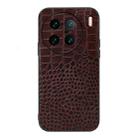 For vivo X90 Pro+ Crocodile Top Layer Cowhide Leather Phone Case(Coffee) - 1