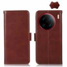 For vivo X90 Pro+ Crazy Horse Top Layer Cowhide Leather Phone Case(Brown) - 1