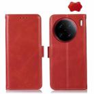 For vivo X90 Pro+ Crazy Horse Top Layer Cowhide Leather Phone Case(Red) - 1