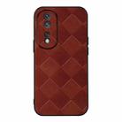 For Honor 80 Pro Weave Plaid PU Phone Case(Brown) - 1