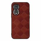 For Honor 80 Weave Plaid PU Phone Case(Brown) - 1