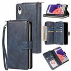 For Samsung Galaxy A22e 5G 9 Card Slots Zipper Wallet Bag Leather Phone Case(Blue) - 1