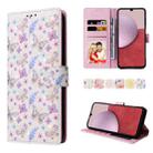 For Samsung Galaxy A14 5G Bronzing Painting RFID Leather Phone Case(Pansies) - 1