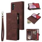For Samsung Galaxy A14 5G Multifunctional Frosted Zipper Wallet Leather Phone Case(Coffee) - 1