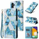 For Samsung Galaxy A14 5G Marble Bronzing Stitching Leather Phone Case(Blue) - 1