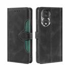 For Honor 80 Skin Feel Magnetic Buckle Leather Phone Case(Black) - 1