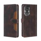 For Honor 80 Skin Feel Magnetic Buckle Leather Phone Case(Brown) - 1