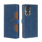 For Honor 80 Skin Feel Magnetic Buckle Leather Phone Case(Blue) - 1