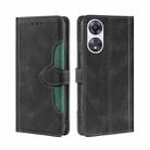 For OPPO A58 5G Skin Feel Magnetic Buckle Leather Phone Case(Black) - 1