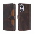 For OPPO A58 5G Skin Feel Magnetic Buckle Leather Phone Case(Brown) - 1