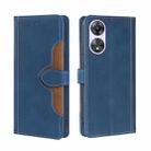 For OPPO A58 5G Skin Feel Magnetic Buckle Leather Phone Case(Blue) - 1