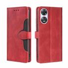 For OPPO A58 5G Skin Feel Magnetic Buckle Leather Phone Case(Red) - 1