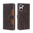 For Realme 10 4G Skin Feel Magnetic Buckle Leather Phone Case(Brown) - 1