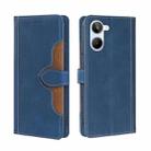 For Realme 10 4G Skin Feel Magnetic Buckle Leather Phone Case(Blue) - 1