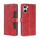 For Realme 10 4G Skin Feel Magnetic Buckle Leather Phone Case(Red) - 1