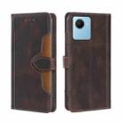 For Realme C30s Skin Feel Magnetic Buckle Leather Phone Case(Brown) - 1