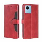 For Realme C30s Skin Feel Magnetic Buckle Leather Phone Case(Red) - 1