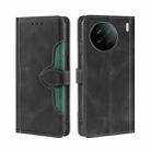 For vivo X90 Skin Feel Magnetic Buckle Leather Phone Case(Black) - 1