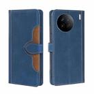 For vivo X90 Skin Feel Magnetic Buckle Leather Phone Case(Blue) - 1