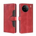 For vivo X90 Skin Feel Magnetic Buckle Leather Phone Case(Red) - 1