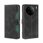 For vivo X90 Pro+ Skin Feel Magnetic Buckle Leather Phone Case(Black) - 1