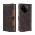 For vivo X90 Pro+ Skin Feel Magnetic Buckle Leather Phone Case(Brown) - 1