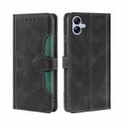 For Samsung Galaxy A04e 4G Skin Feel Magnetic Buckle Leather Phone Case(Black) - 1