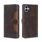 For Samsung Galaxy A04e 4G Skin Feel Magnetic Buckle Leather Phone Case(Brown) - 1