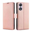For OPPO A58 5G Ultra-thin Voltage Side Buckle Horizontal Flip Leather Phone Case(Rose Gold) - 1