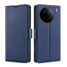 For vivo X90 Pro+ Ultra-thin Voltage Side Buckle Horizontal Flip Leather Phone Case(Blue) - 1