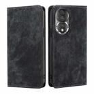 For Honor 80 RFID Anti-theft Brush Magnetic Leather Phone Case(Black) - 1