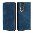 For Honor 80 RFID Anti-theft Brush Magnetic Leather Phone Case(Blue) - 1