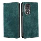 For Honor 80 RFID Anti-theft Brush Magnetic Leather Phone Case(Green) - 1