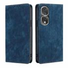 For Honor 80 Pro RFID Anti-theft Brush Magnetic Leather Phone Case(Blue) - 1