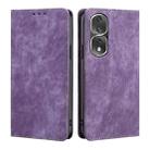 For Honor 80 Pro RFID Anti-theft Brush Magnetic Leather Phone Case(Purple) - 1