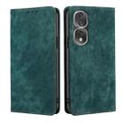 For Honor 80 Pro RFID Anti-theft Brush Magnetic Leather Phone Case(Green) - 1