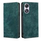 For OPPO A58 5G RFID Anti-theft Brush Magnetic Leather Phone Case(Green) - 1