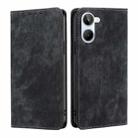 For Realme 10 4G RFID Anti-theft Brush Magnetic Leather Phone Case(Black) - 1