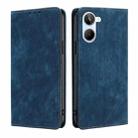 For Realme 10 4G RFID Anti-theft Brush Magnetic Leather Phone Case(Blue) - 1